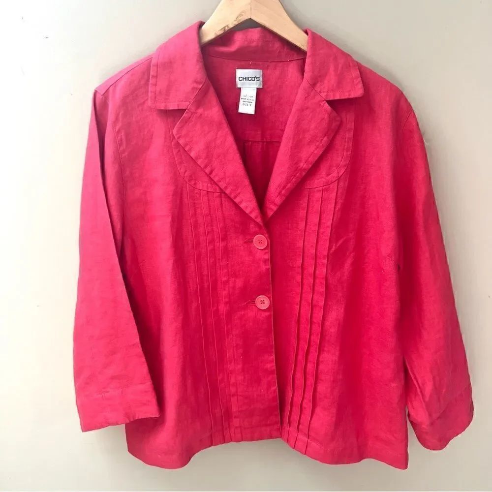 Chicos linen pink jacket. Size 2( M)